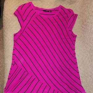 APT 9 PINK AND BLACK CAP SLEEVE BLOUSE SZ PLX